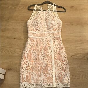 Elegant White Lace Dress with embellishments